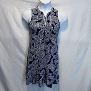 Michael Kors Navy White Floral Paisley Sleeveless Mini Dress XS